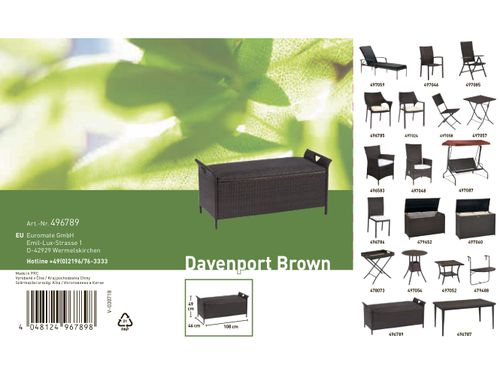 Скамейка садовая Davenport, 108x46x49см, Арт. 496789, вид