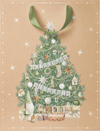 Пакет подарочный CITY HOME TRADE Christmas Kraft 32х26х12см, вид