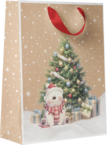Пакет подарочный CITY HOME TRADE Christmas Kraft 32х26х12см, крупный план