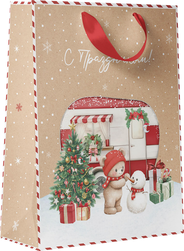 Пакет подарочный CITY HOME TRADE Christmas Kraft 32х26х12см, вид