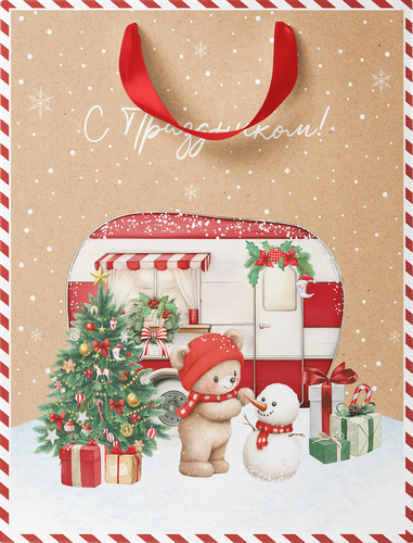Пакет подарочный CITY HOME TRADE Christmas Kraft 32х26х12см, вид