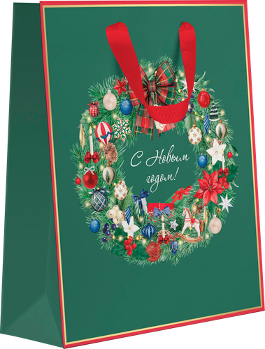 Пакет подарочный CITY HOME TRADE New Years Joy 31х26х11см, эффект, изображение