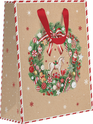 Пакет подарочный CITY HOME TRADE Christmas Kraft 23х18х10см, фотография