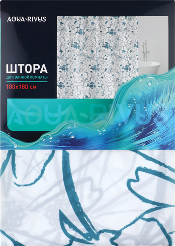 Штора для ванной AQUA-RIVUS Вуаль, 180х180см, бело-синяя, детальное фото