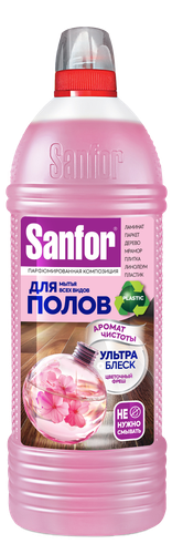 Средство для мытья полов SANFOR Ультра блеск, Цветочный фреш, 1000мл, фото