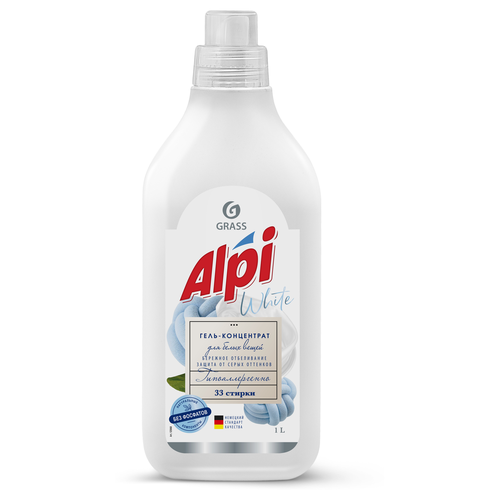 Концентрированное жидкое средство для стирки GRASS "ALPI white gel", 1 л., изображение