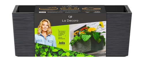 Кашпо балконное "La Decoro" 50см (10л) Цв. Антрацит/ вставка Цв. Черный (Арт. КШ-2342), детальное фото