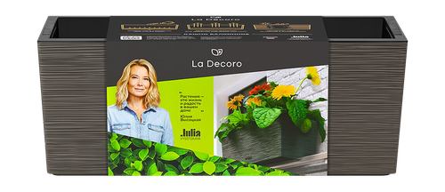 Кашпо балконное "La Decoro" 50см (10л) Цв. Трюфель/ вставка Цв. Черный (Арт. КШ-2349), вид
