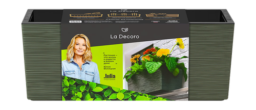 Кашпо балконное "La Decoro" 50см (10л) Цв. Теплая хвоя/ вставка Цв. Черный (Арт. КШ-2348), изображение