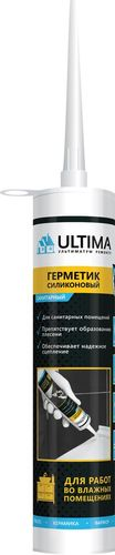 Герметик ULTIMA силиконовый санитарный белый 280 мл, детальное фото