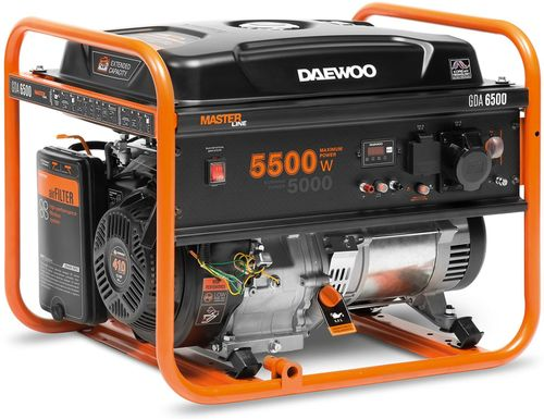 Бензиновый генератор DAEWOO GDA 6500 220B 5,5 кВт 30 л, крупный план