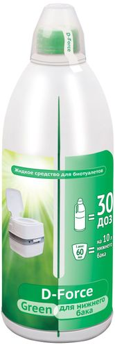 Жидкость для биотуалетов Ваше хозяйство D-Force Green для нижнего бака 1,8 л, крупный план