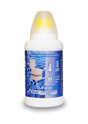 Жидкое средство для биотуалетов D-Force Blue 0,5л (ВХ), крупный план