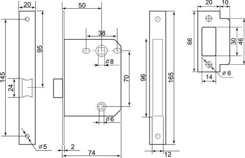 Дверная защелка Palladium 470 PN 165х20х74 мм ЦАМ матовый никель, крупный план