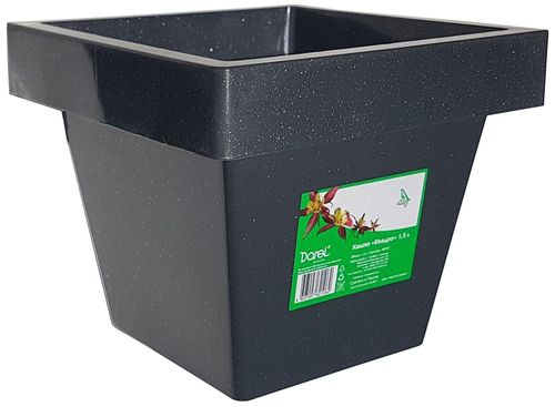 Кашпо Darel plastic Квадро 14,5х14,5х12,5 см 1,5 л полипропиленовое гранит, вид