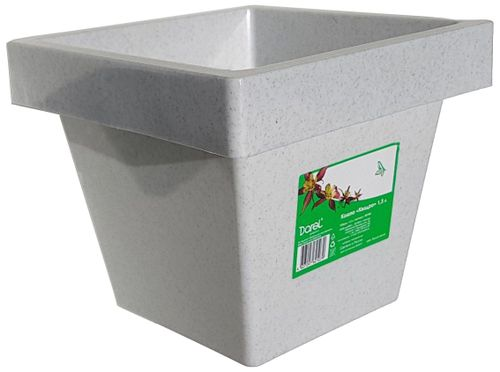 Кашпо Darel plastic Квадро 14,5х14,5х12,5 см 1,5 л полипропиленовое белое, фотография