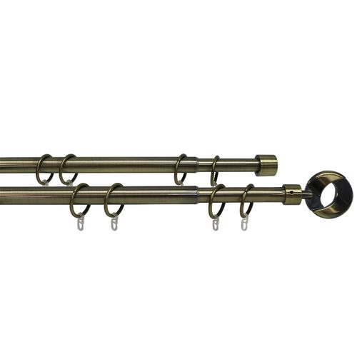 Карниз двухрядный Эскар телескопич, наконечник кольцо, 160-320 см, золото антик, вид