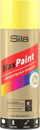 Эмаль аэрозольная SILA Home Paint флуоресцентная желтая 520 мл, детальное фото