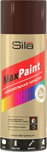 Эмаль аэрозольная SILA Home Paint коричневая (RAL 8028) полуматовая 520 мл, фотография