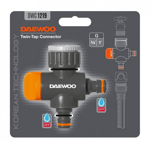 Адаптер для крана 2-х канальный DAEWOO с внешней резьбой 3/4"–1", Dwc 1219, вид