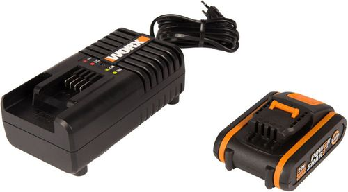 Батарея и зарядное устройство WORX 20В 2Ач, wa3601, крупный план