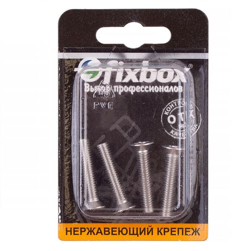 Винт нержавеющий потайной FixBox DIN 965 М6x30 4 шт, фотография