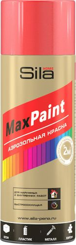 Эмаль аэрозольная SILA Home Paint красная флуоресцентная 520 мл, детальное фото