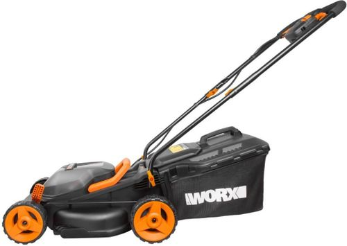 Газонокосилка аккумуляторная WORX 40В 2,5Ач 34см, 2 акб+з/у, wg779e, крупный план
