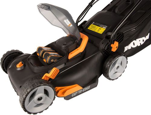 Газонокосилка аккумуляторная WORX 40см 20В, 2 акб и з/у, wg743e, изображение