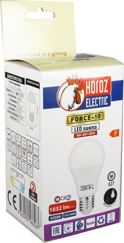 Светодиодная лампа с датчиком движения FORCE-10 10W 4200K E27 170-240V, фото