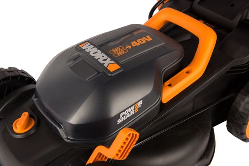 Газонокосилка аккумуляторная WORX 40В 34см 4Ач, 2 акб+з/у, wg779e.1, детальное фото