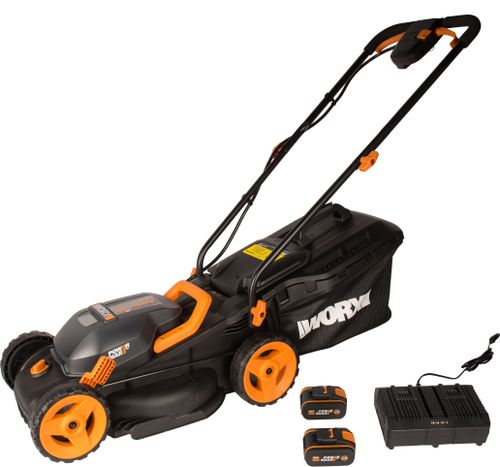 Газонокосилка аккумуляторная WORX 40В 34см 4Ач, 2 акб+з/у, wg779e.1, картинка