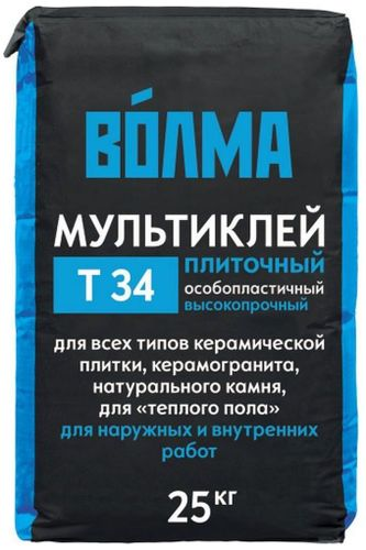 Плиточный клей цементный Волма Мультиклей Т34 25 кг, картинка