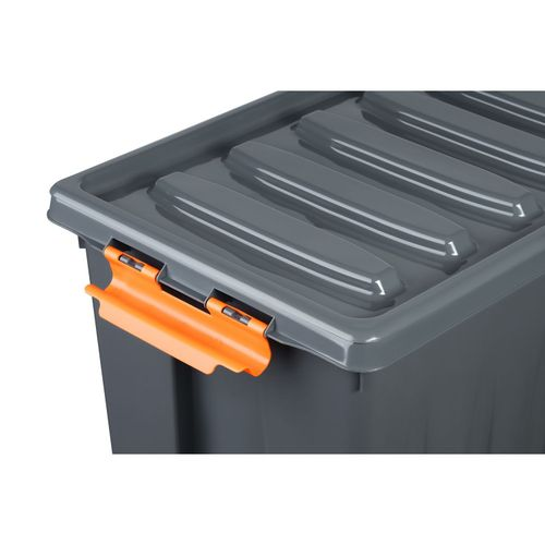 Ящик Roxor Consumer с крышкой особопрочный 16 серия Rox Box Pro, антрацитовый, вид