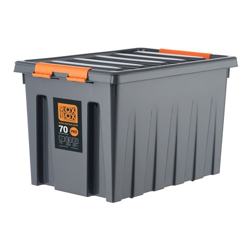 Ящик Roxor Consumer с крышкой особопрочный 70 серия Rox Box Pro, антрацитовый, крупный план