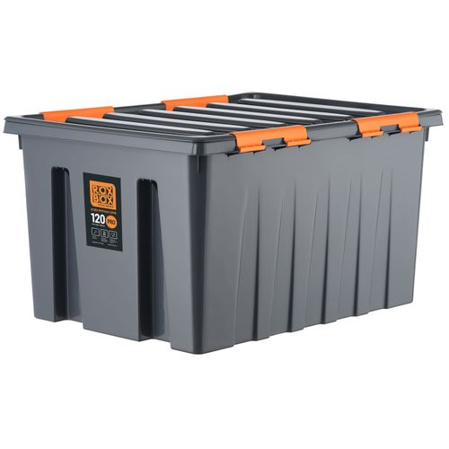 Ящик Roxor Consumer с крышкой особопрочный 120 серия Rox Box Pro, антрацитовый, фотография