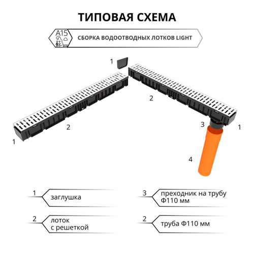 Заглушка для водоотводного лотка Gidrolica Light 68x100 мм 2 шт, детальное фото