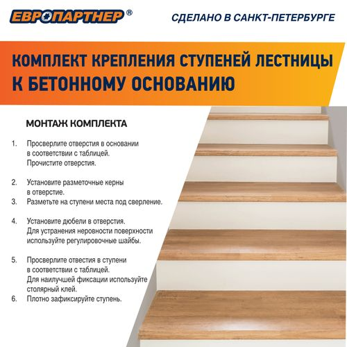Крепление для ступеней лестницы к бетонному основанию ЕВРОПАРТНЕР PLB 20 шт, фотография