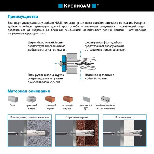 Крепление для аксессуаров в ванной комнате ЕВРОПАРТНЕР 1 компл, вид