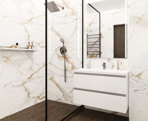 Керамогранит Ceradim Calacatta Superior белый полированный 60X60 см 1,44 м², крупный план