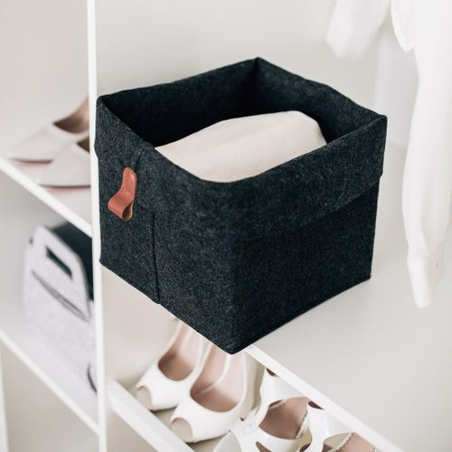 Корзина для хранения "Фетр", Д230 Ш230 В265, черный, крупный план