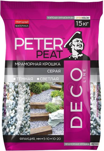 Мраморная крошка Peter Peat Deco 5-10 мм светло-серая 15 кг, фотография