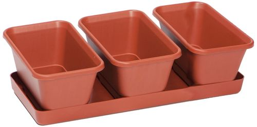 Набор кашпо Darel Plastic JARDINI 33x16,5x8,5 см полипропиленовое терракот, вид