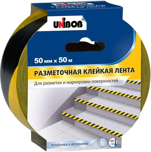Сигнальная лента UNIBOB  50 мм х 50 м желто-черная, фотография