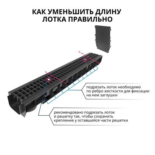 Лоток водоотводный Gidrolica Standart 1000х146х100 мм, крупный план