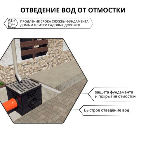 Канал пластиковый со стальной решёткой Gidrolica LIght 1000х116х95 мм класс А15, фотография