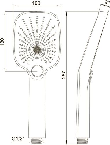 Лейка для душа массажная ARGO FLASH, 3-х функциональная, 130 х 100 мм, чёрный, вид