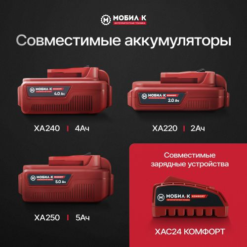Кусторез аккумуляторный МОБИЛ К Комфорт 20В, с акб и з/у, XHA51, вид