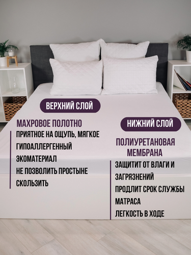 Наматрасник LINEN WAY 180x200х30 водонепроницаемый натяжной, фото