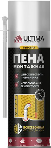 Монтажная пена ULTIMA MINI бытовая 340 мл, фото